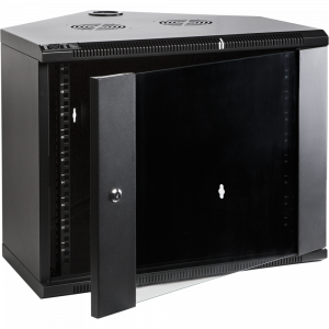 Шкаф настенный угловой глубиной 600мм, стеклянная дверь, черный